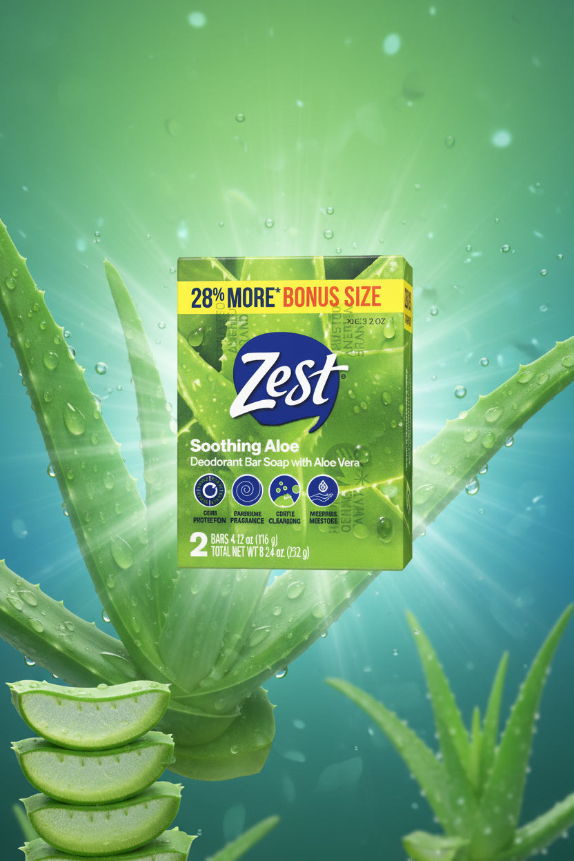 Zest Soothing Aloe Deodorant Bar Soap – 2 Bars