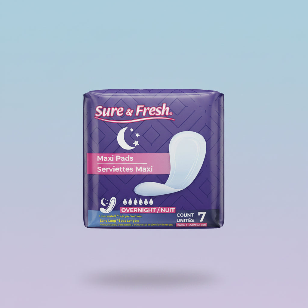 Sure & Fresh Overnight Maxi Pads – 7 Count